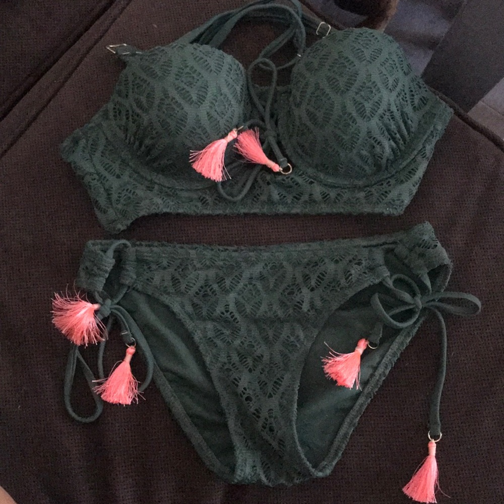 Green and pink bikini